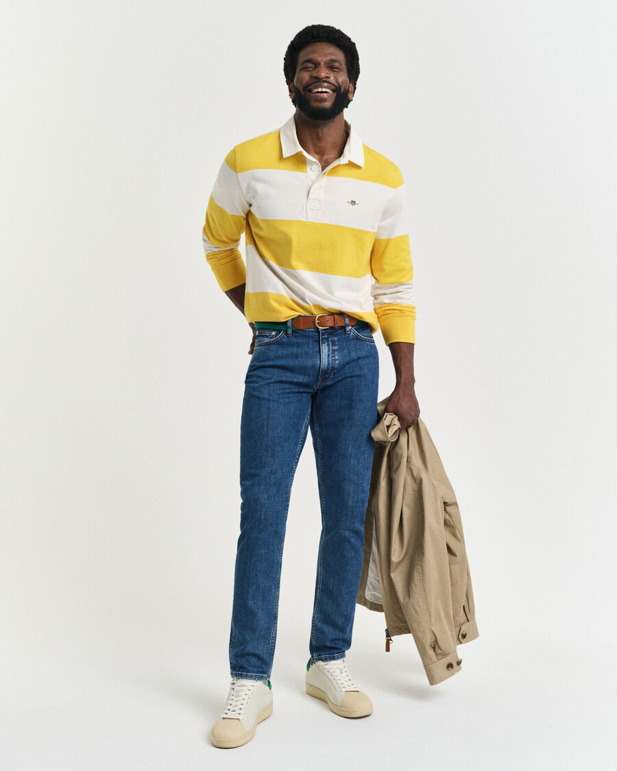 jeans slim fit con lavaggio pulito - blu medio vintage
