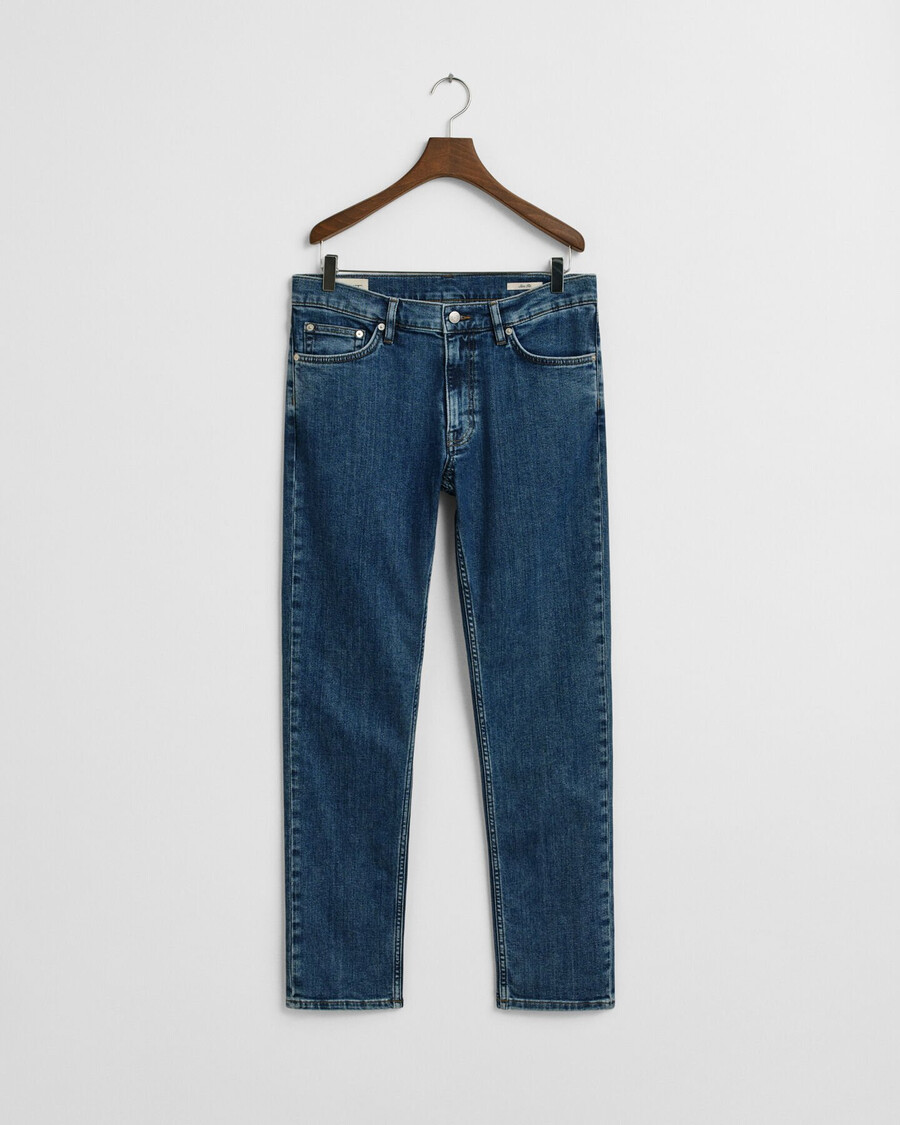 jeans slim fit con lavaggio pulito - blu medio vintage