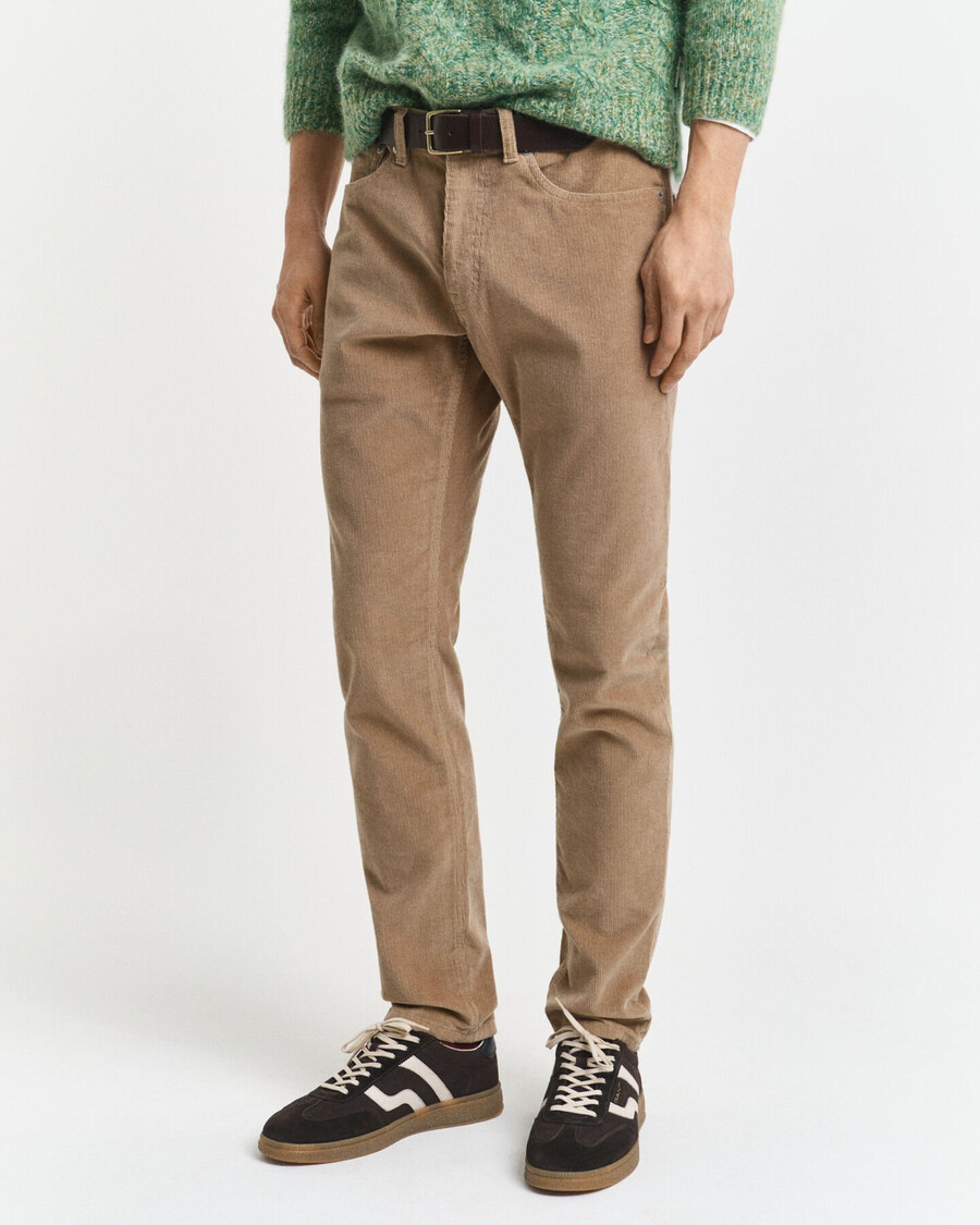 jeans slim fit in velluto a coste - tortora chiaro