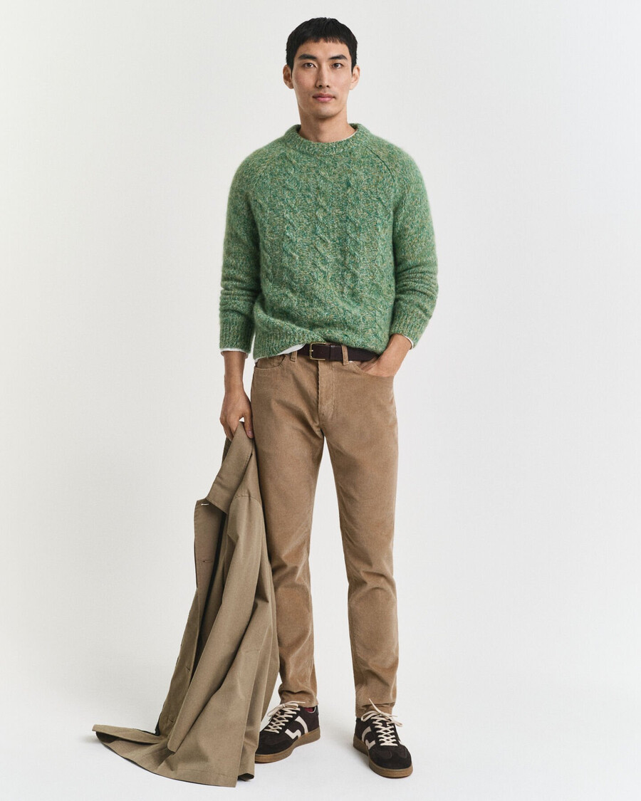 jeans slim fit in velluto a coste - tortora chiaro
