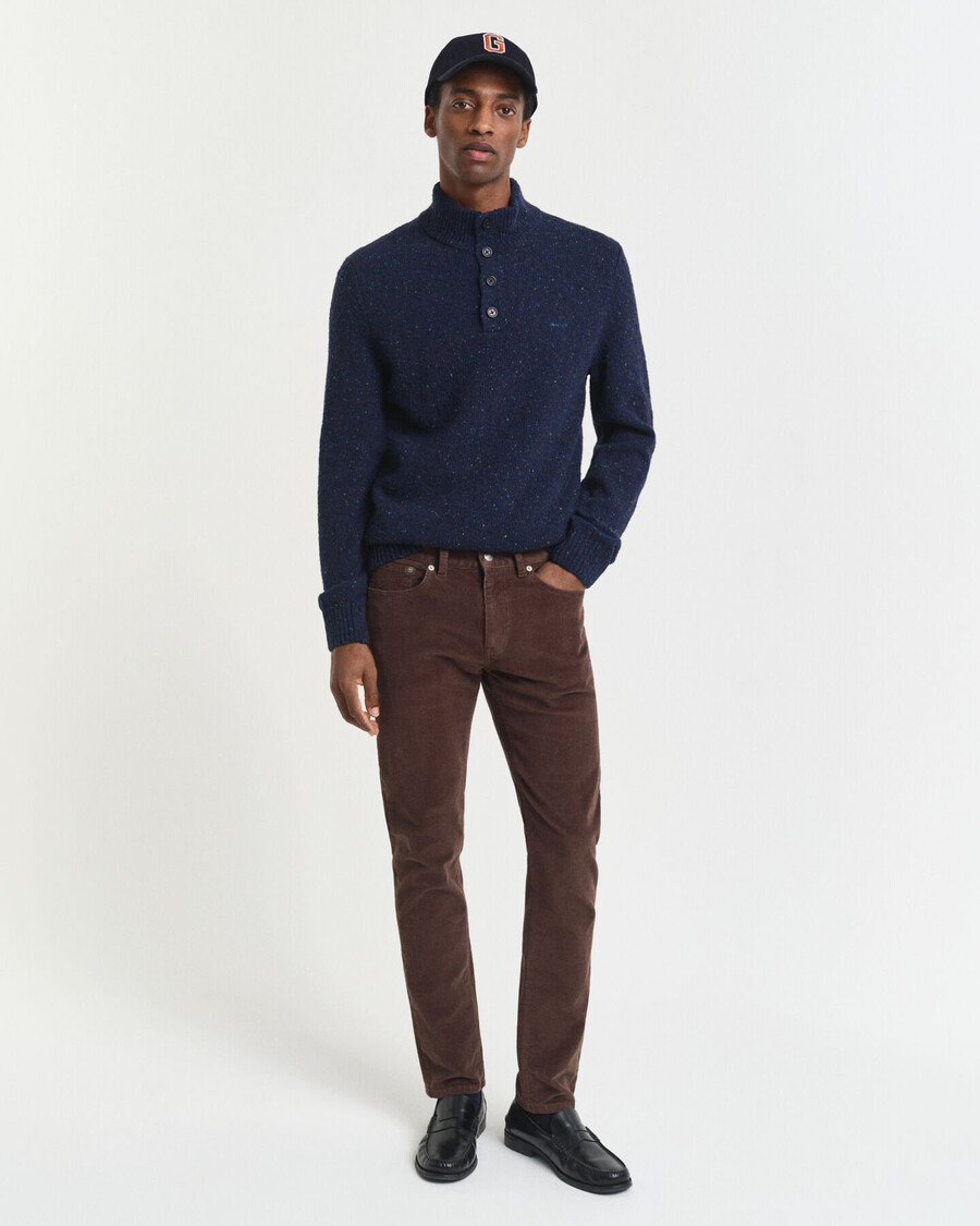 jeans slim fit in velluto a coste - marrone intenso