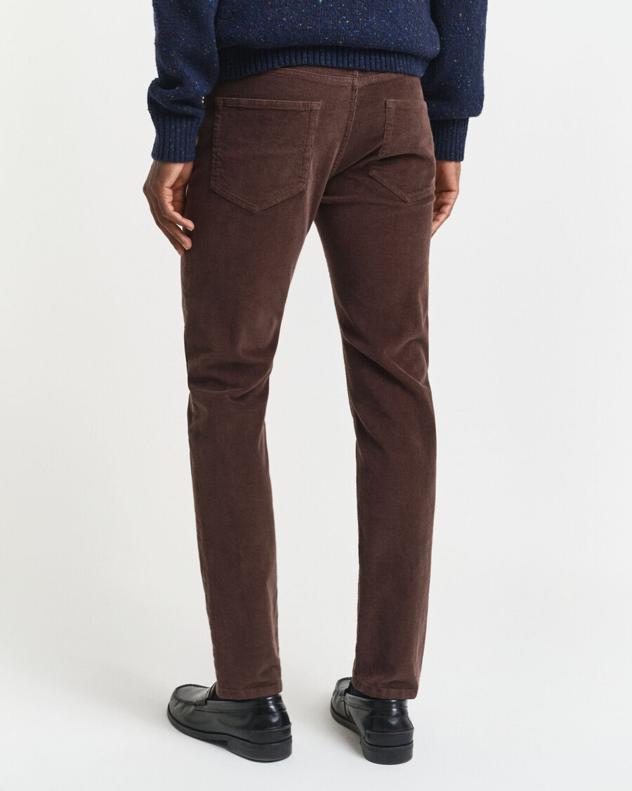 jeans slim fit in velluto a coste - marrone intenso