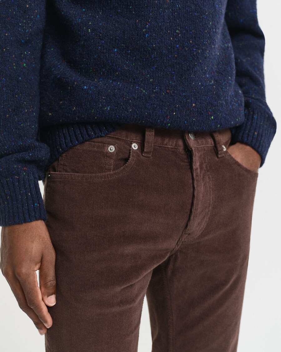 jeans slim fit in velluto a coste - marrone intenso