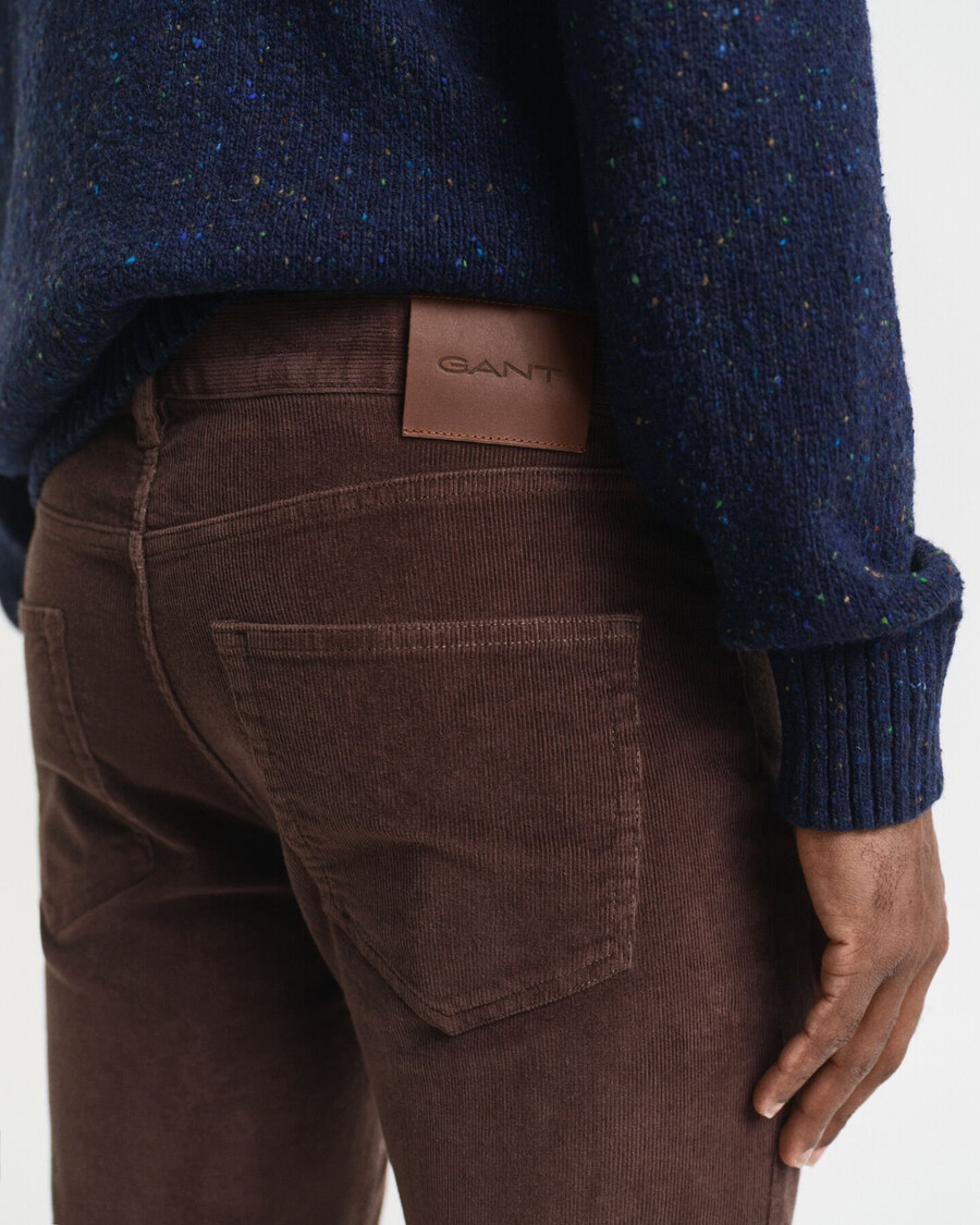 jeans slim fit in velluto a coste - marrone intenso