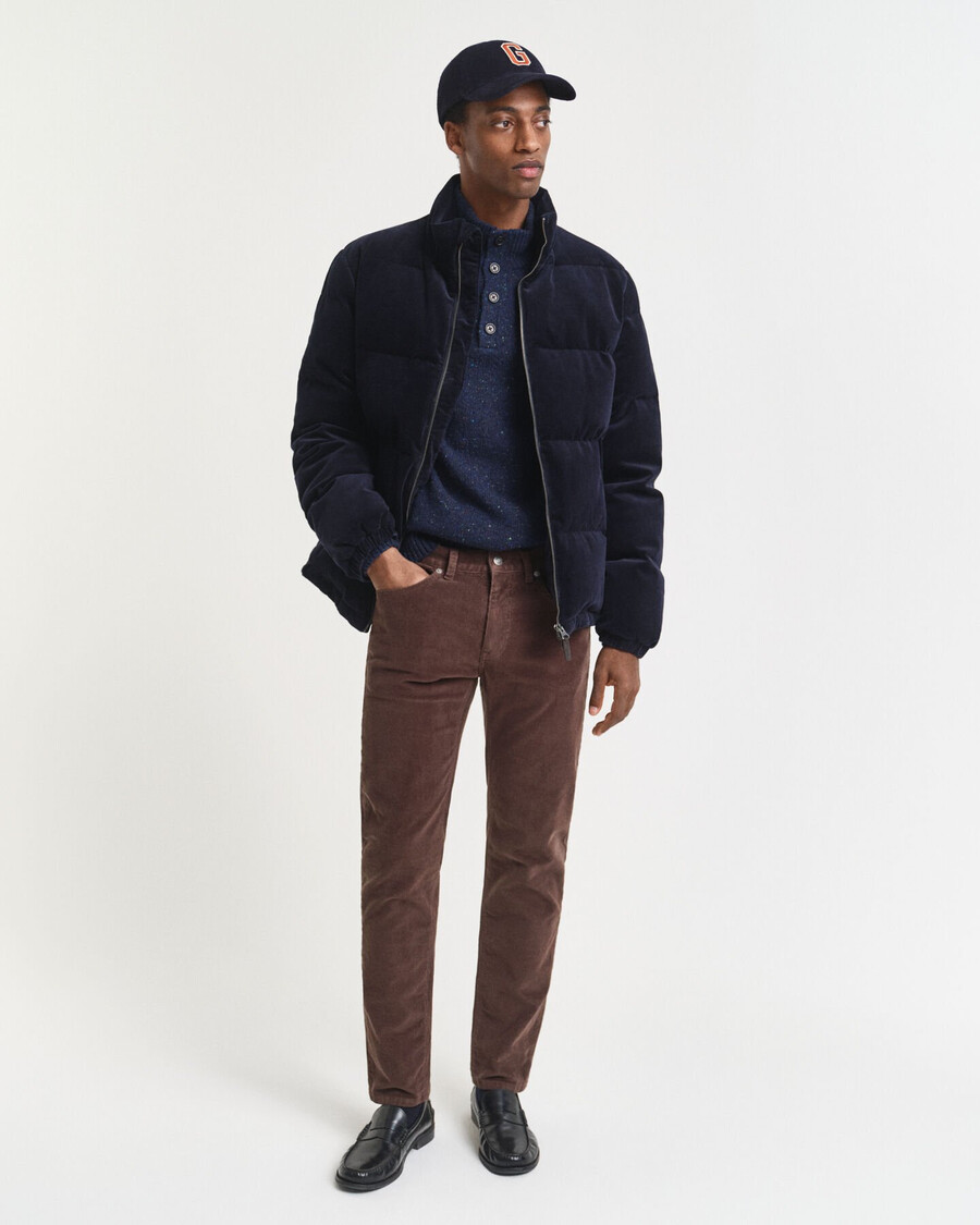jeans slim fit in velluto a coste - marrone intenso