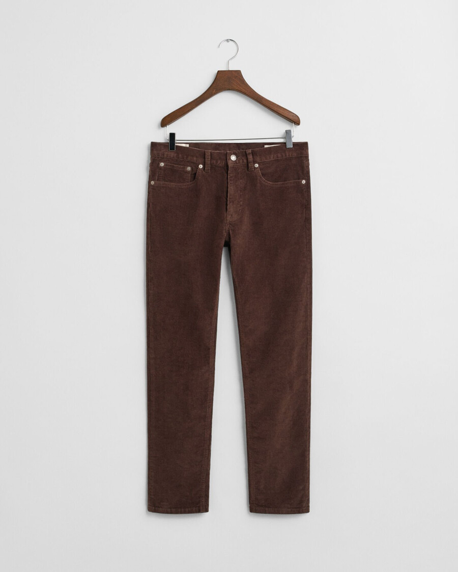 jeans slim fit in velluto a coste - marrone intenso