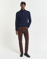 jeans slim fit in velluto a coste - marrone intenso