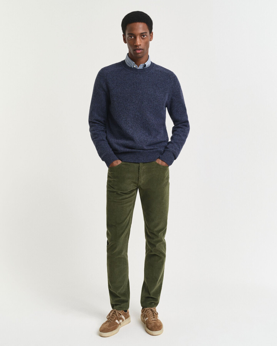 jeans slim fit in velluto a coste - country green