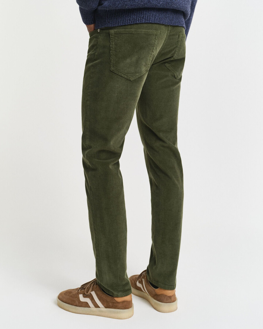 jeans slim fit in velluto a coste - country green