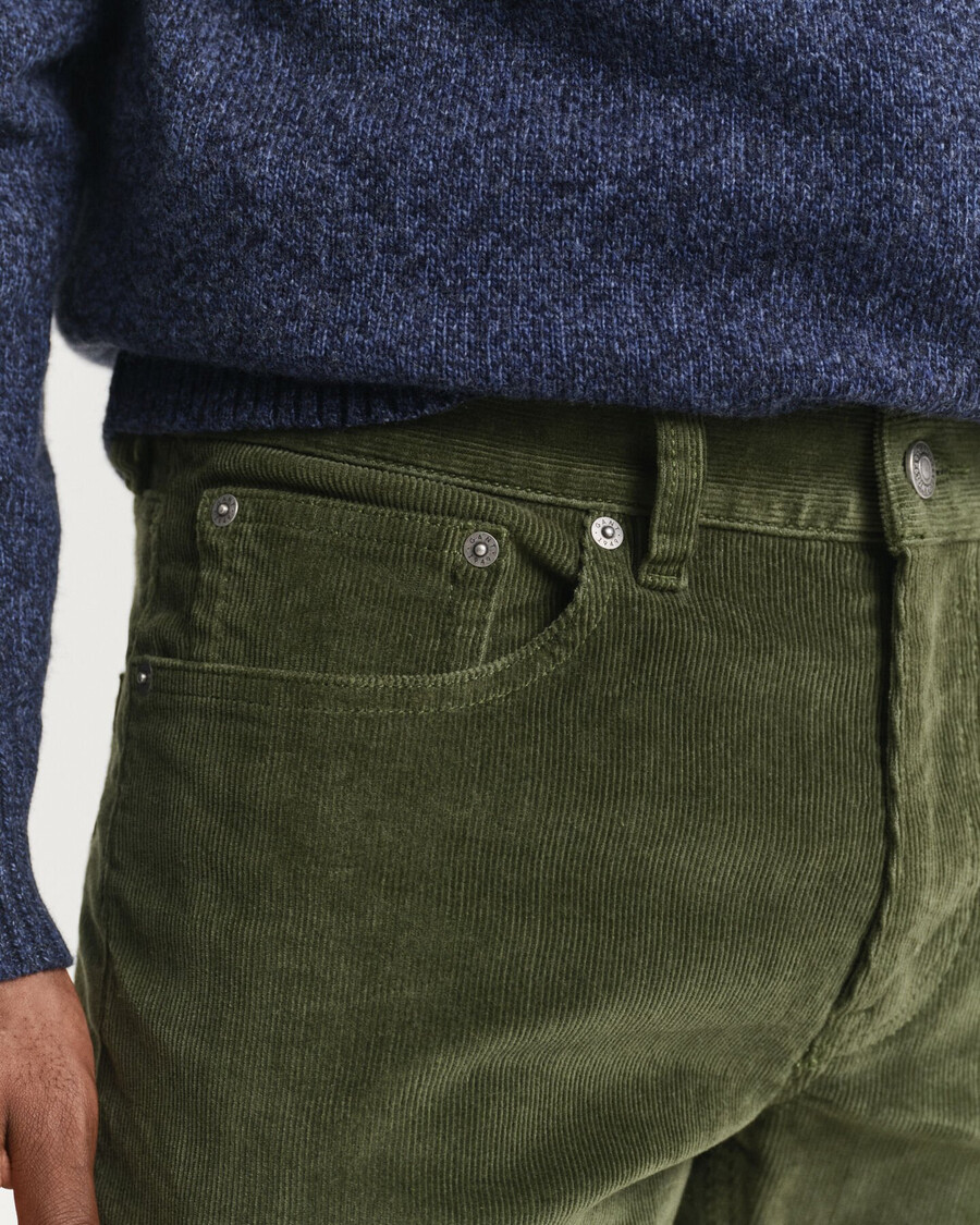 jeans slim fit in velluto a coste - country green