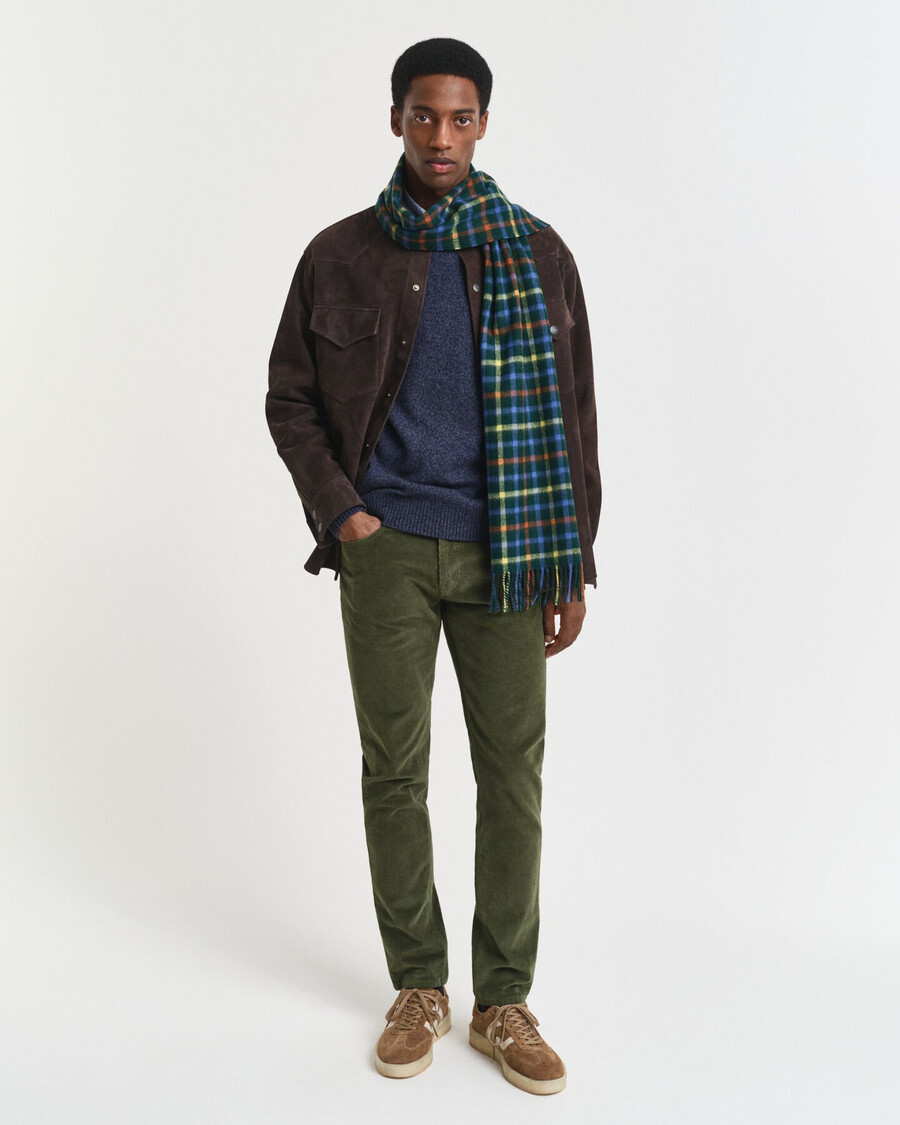 jeans slim fit in velluto a coste - country green