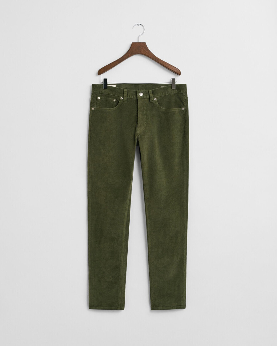 jeans slim fit in velluto a coste - country green