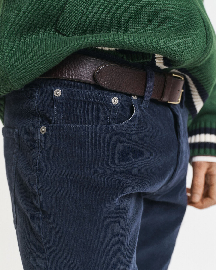jeans slim fit in velluto a coste - blu sera