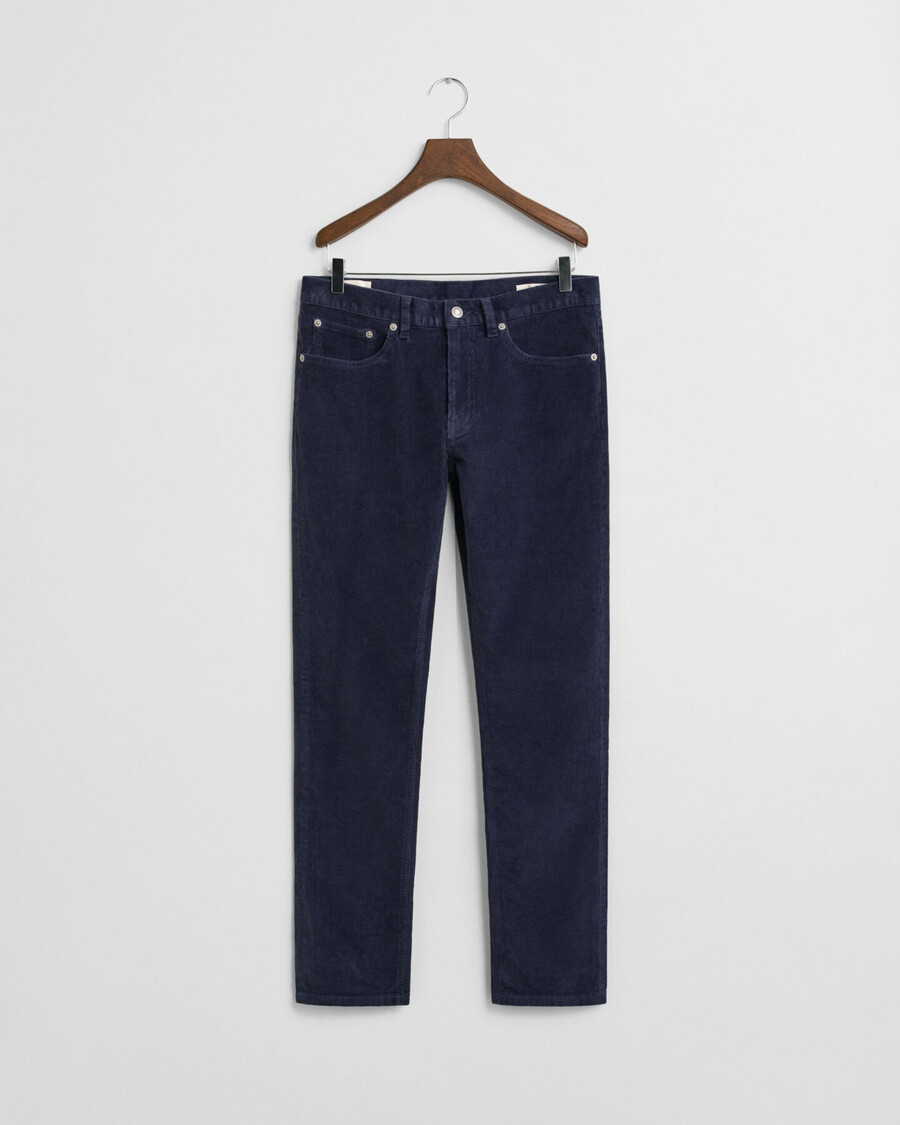 jeans slim fit in velluto a coste - blu sera