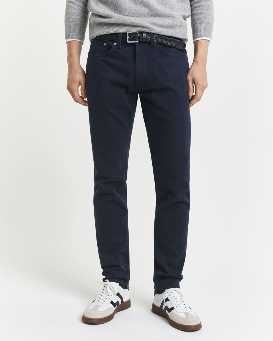 jeans slim fit in twill morbido - blu sera
