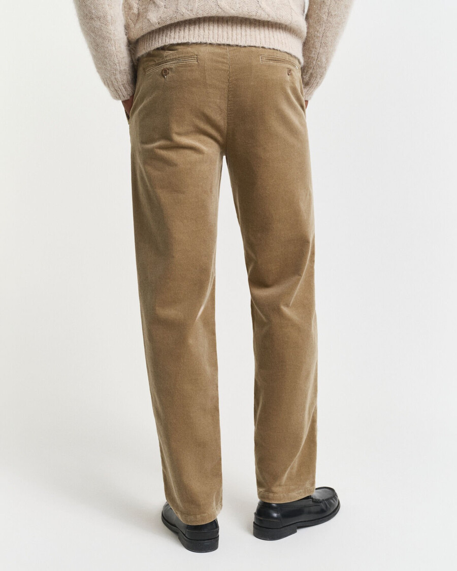 pantaloni chino in velluto a coste regular fit - grigio talpa chiaro