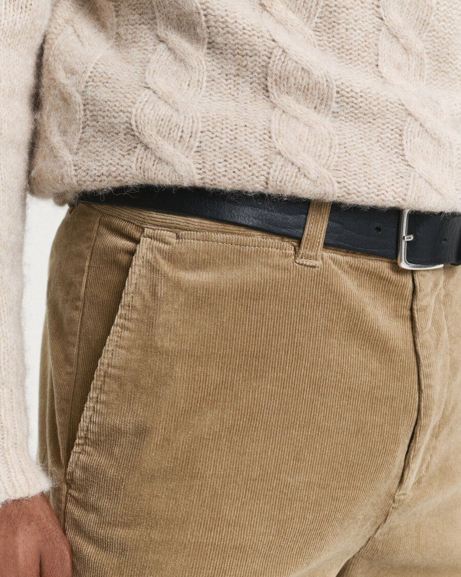 pantaloni chino in velluto a coste regular fit - grigio talpa chiaro