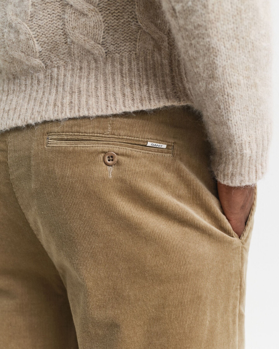 pantaloni chino in velluto a coste regular fit - grigio talpa chiaro