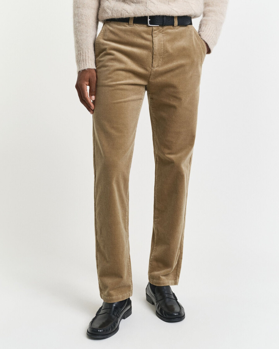 pantaloni chino in velluto a coste regular fit - grigio talpa chiaro