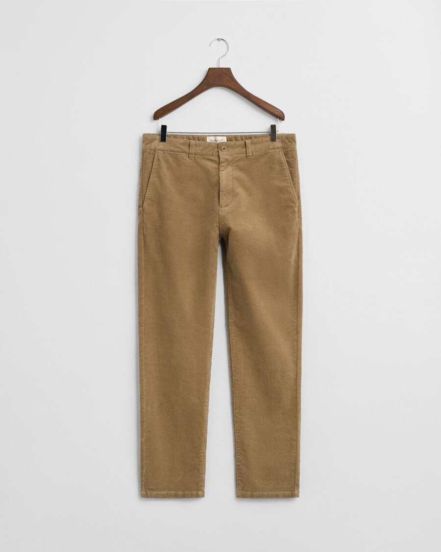 pantaloni chino in velluto a coste regular fit - grigio talpa chiaro