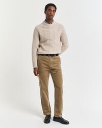 pantaloni chino in velluto a coste regular fit - grigio talpa chiaro