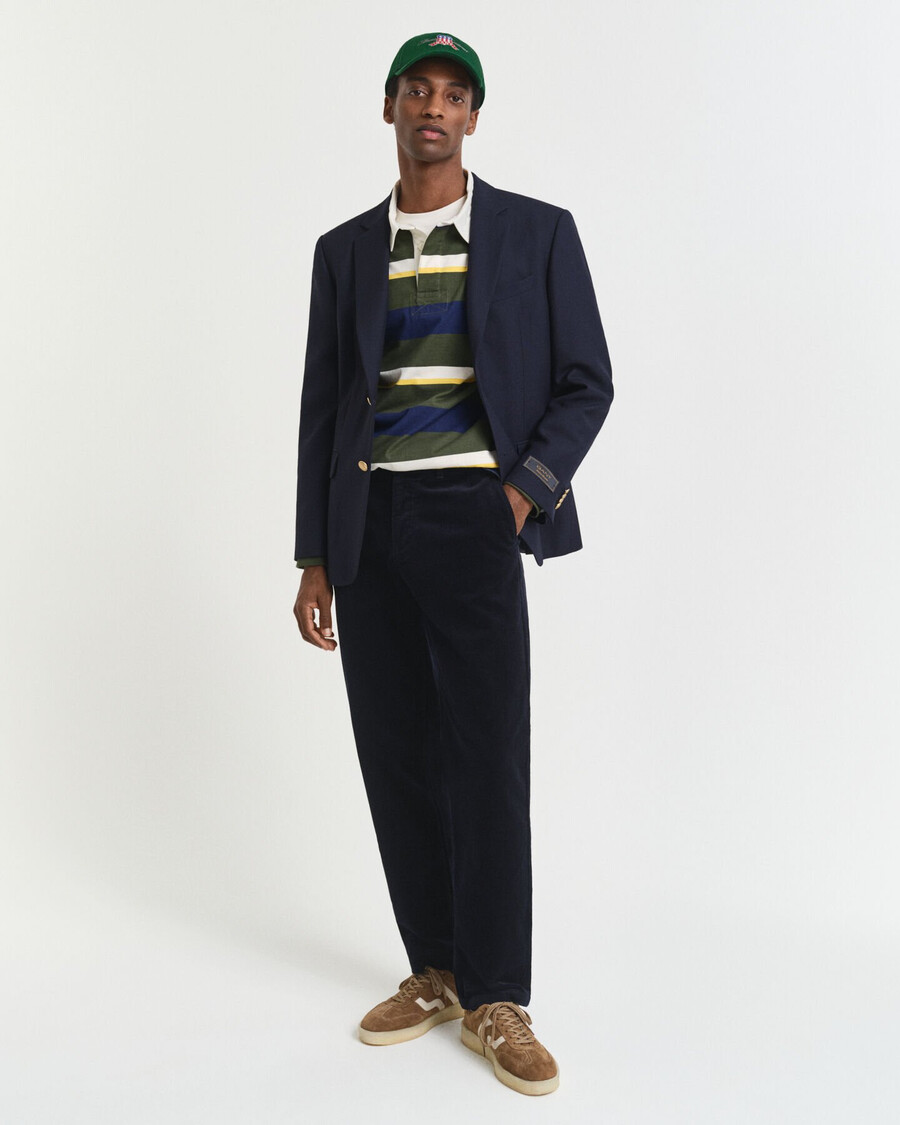 pantaloni chino in velluto a coste regular fit - blu sera