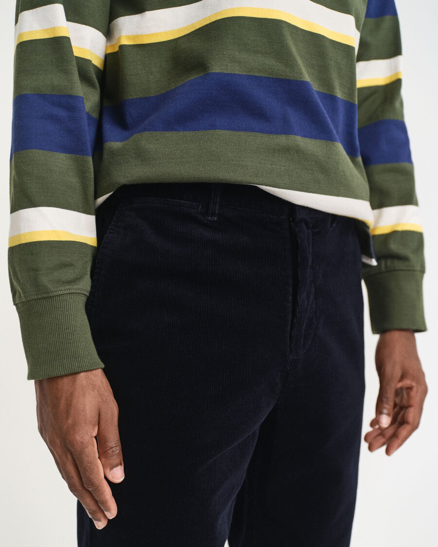 pantaloni chino in velluto a coste regular fit - blu sera