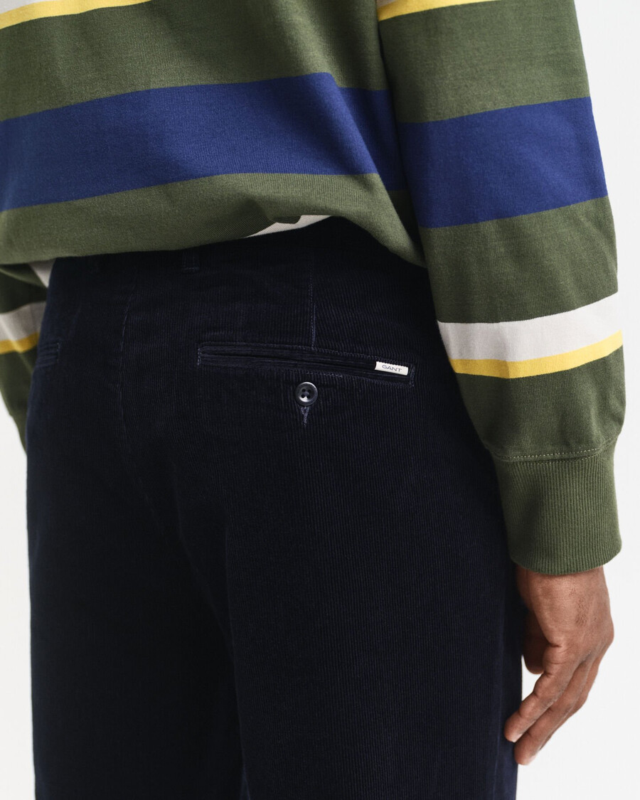 pantaloni chino in velluto a coste regular fit - blu sera