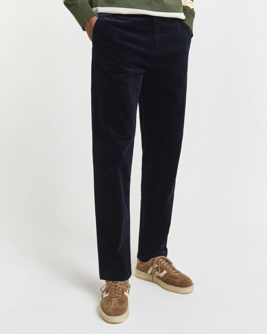 pantaloni chino in velluto a coste regular fit - blu sera