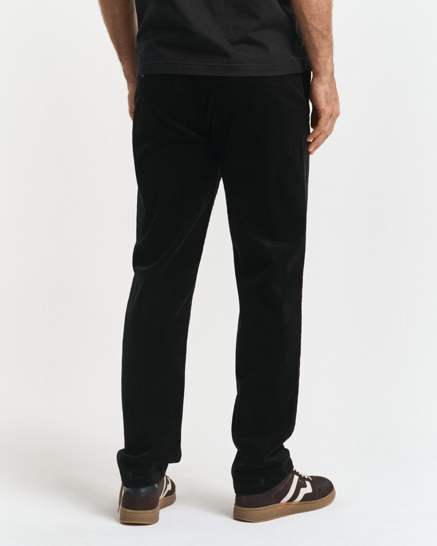pantaloni chino in velluto a coste regular fit - nero