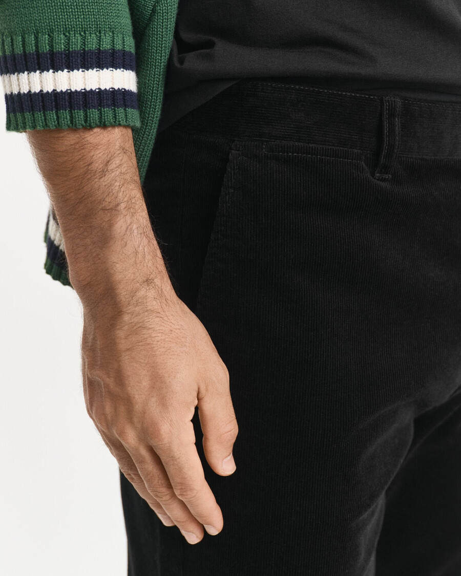 pantaloni chino in velluto a coste regular fit - nero