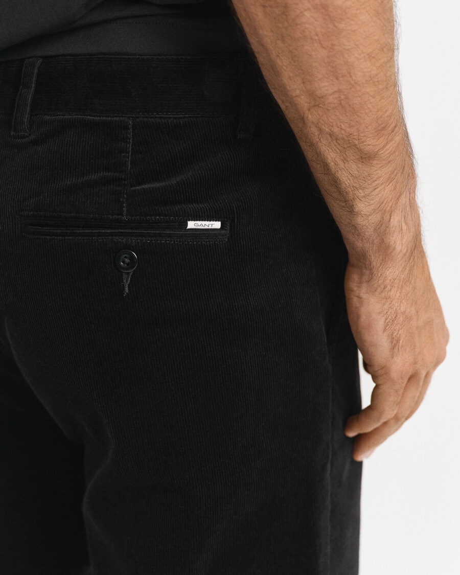 pantaloni chino in velluto a coste regular fit - nero