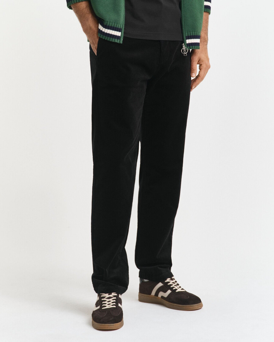 pantaloni chino in velluto a coste regular fit - nero