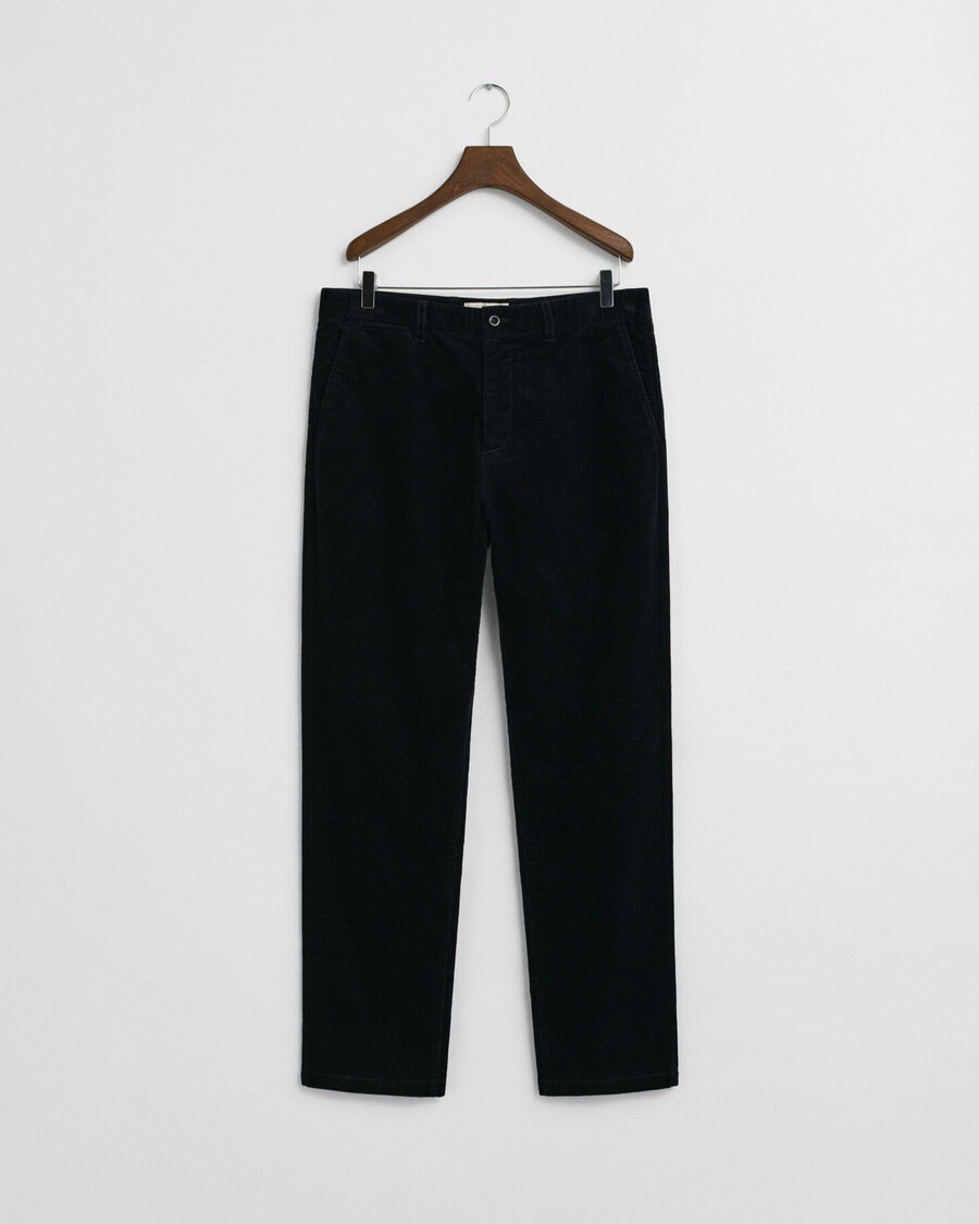 pantaloni chino in velluto a coste regular fit - nero