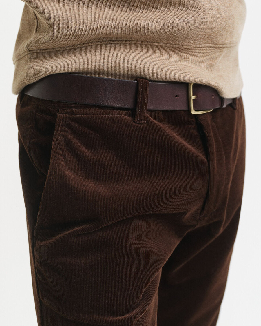 pantaloni chino slim fit in velluto a coste - marrone intenso