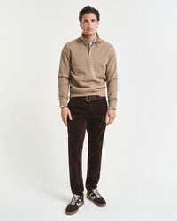pantaloni chino slim fit in velluto a coste - marrone intenso