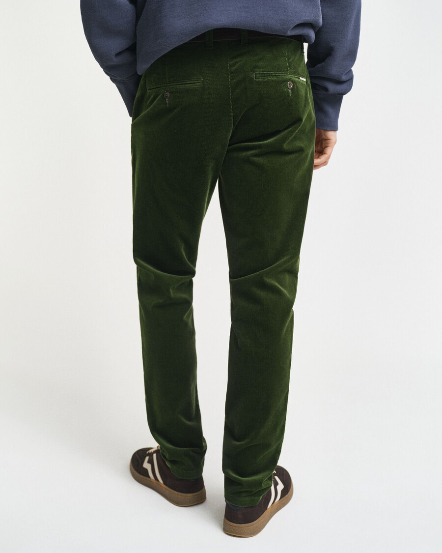 pantaloni chino slim fit in velluto a coste - country green