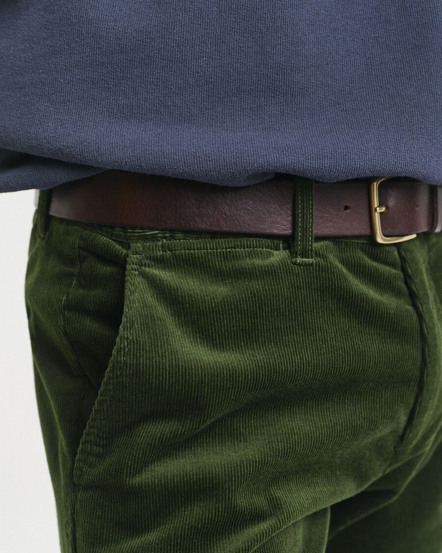 pantaloni chino slim fit in velluto a coste - country green