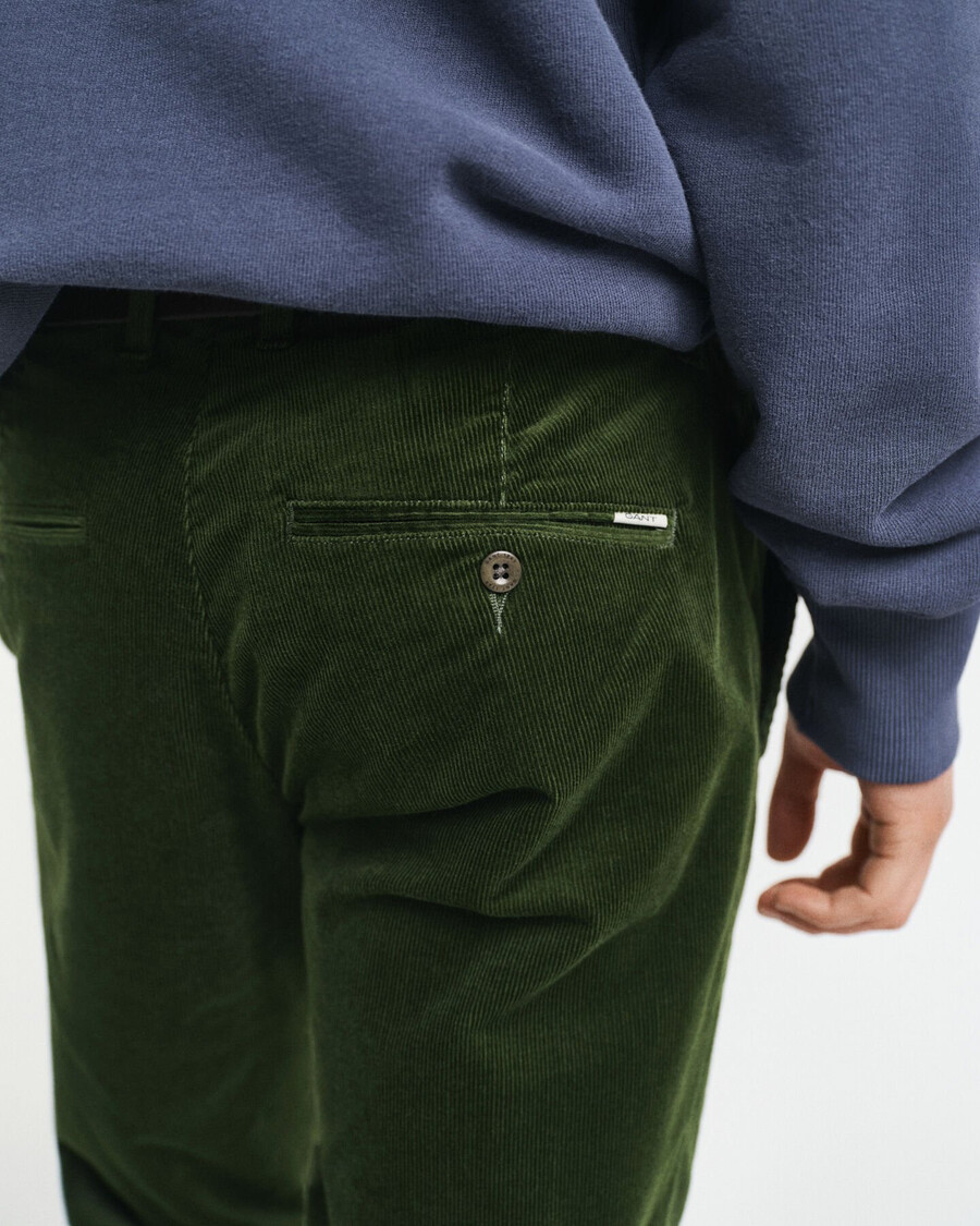 pantaloni chino slim fit in velluto a coste - country green