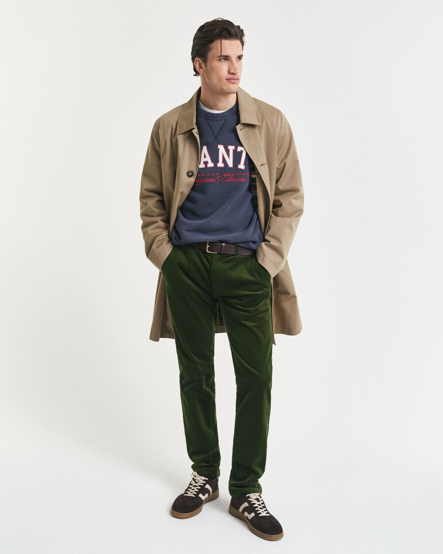 pantaloni chino slim fit in velluto a coste - country green