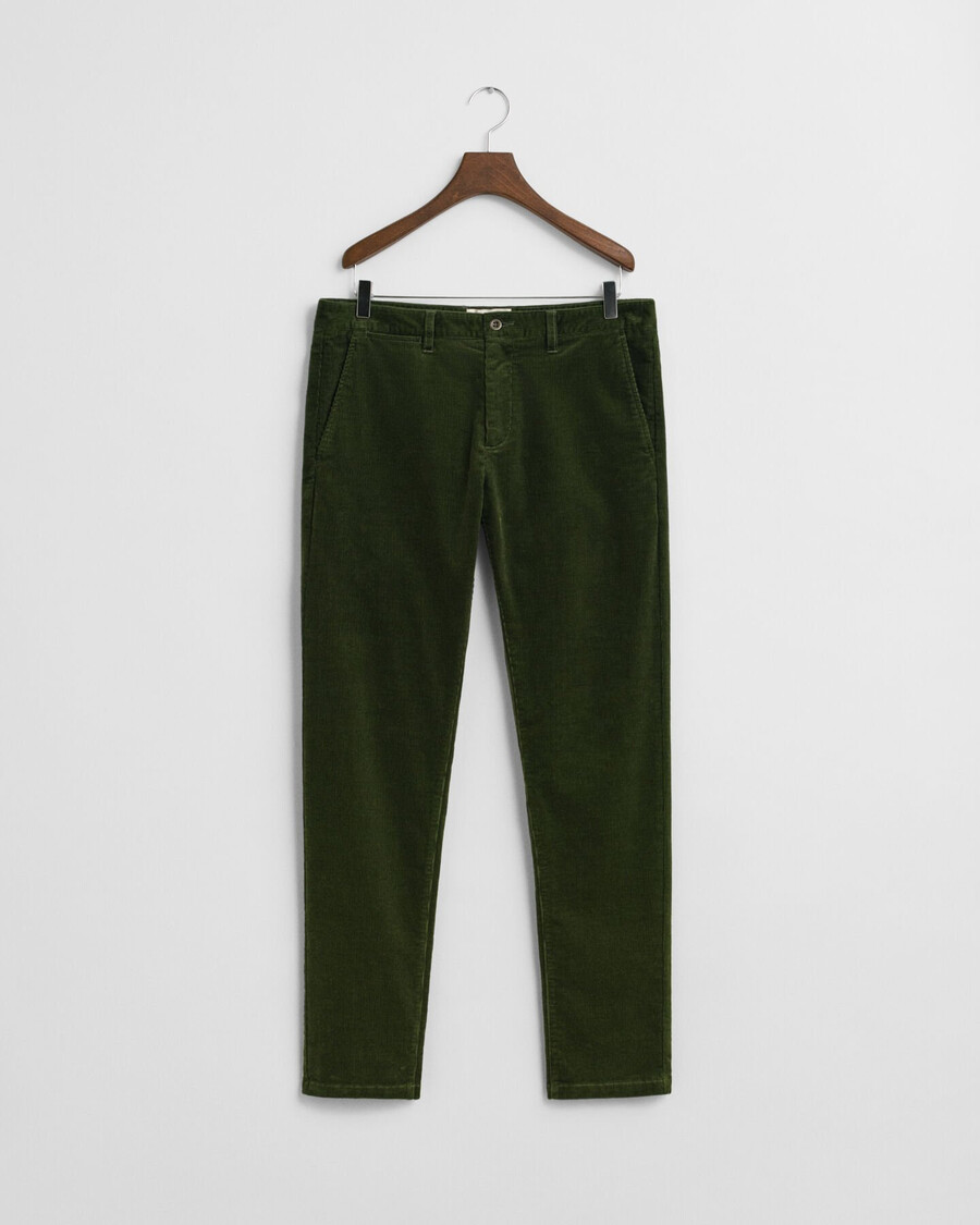 pantaloni chino slim fit in velluto a coste - country green