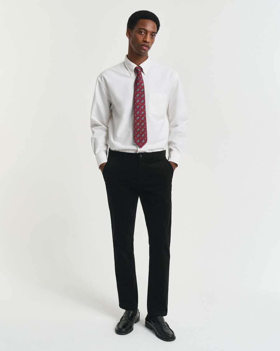 pantaloni chino slim fit in velluto a coste - nero