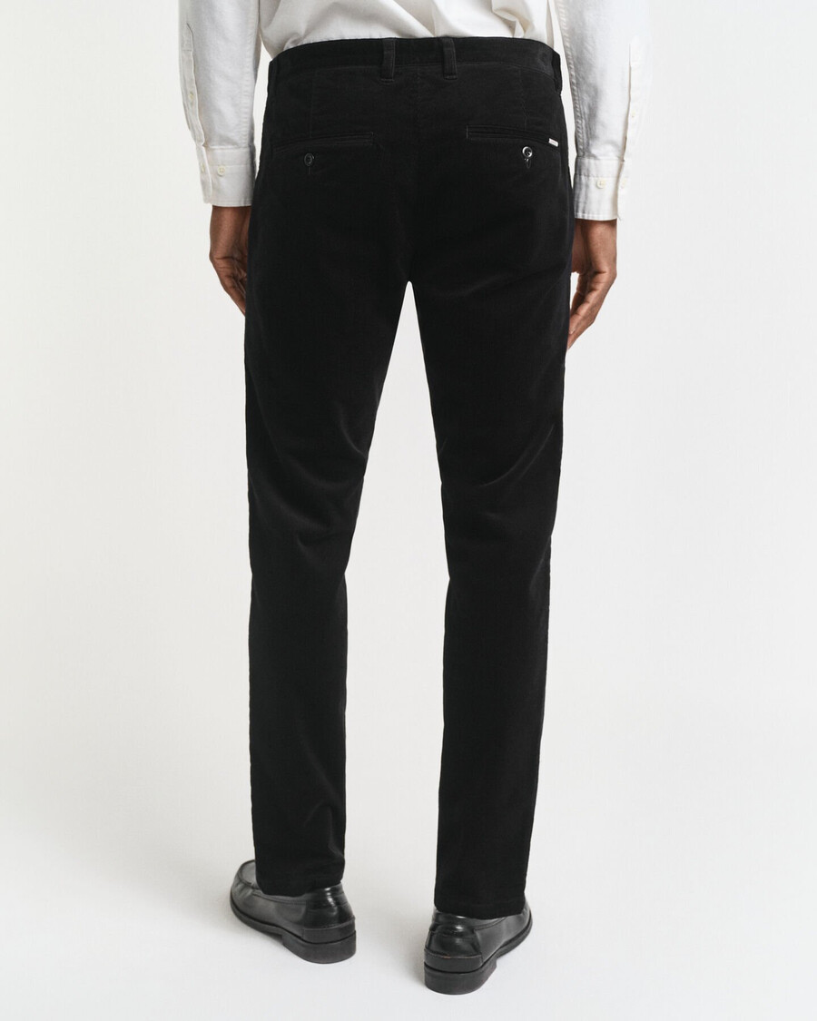pantaloni chino slim fit in velluto a coste - nero