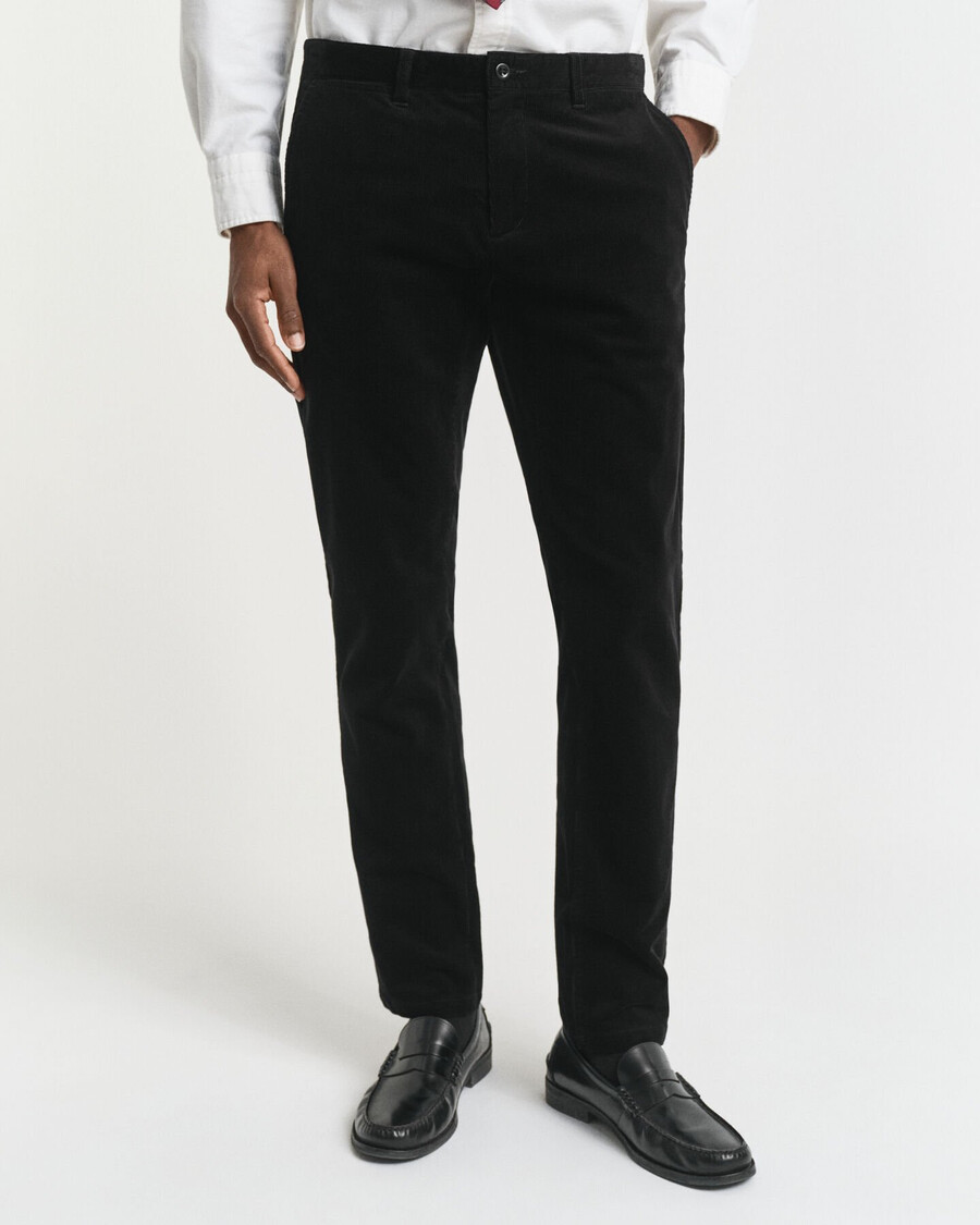 pantaloni chino slim fit in velluto a coste - nero