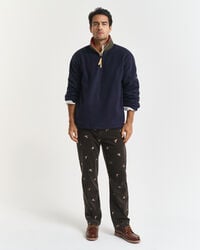 pantaloni in velluto a coste ricamati dal taglio dritto - verde muschio scuro