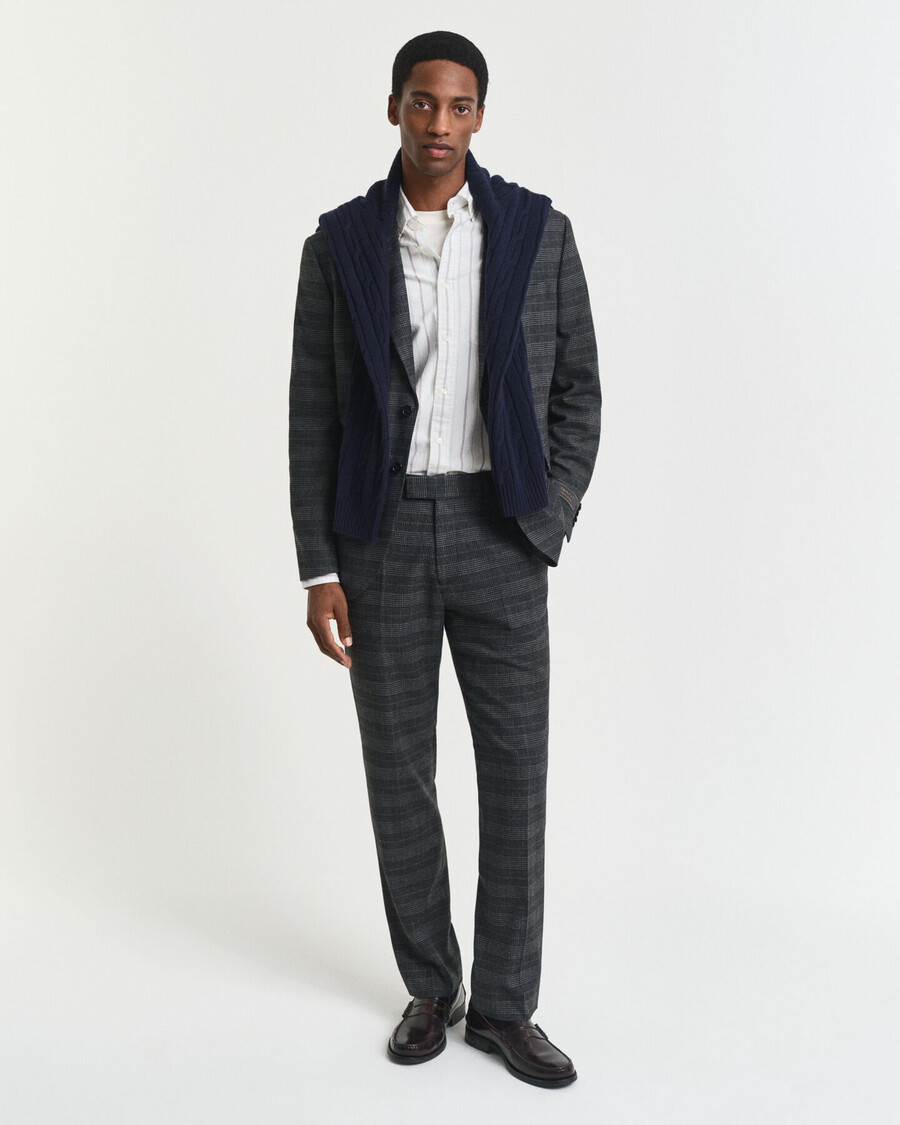 pantaloni da abito slim fit a quadri glen - antracite melange