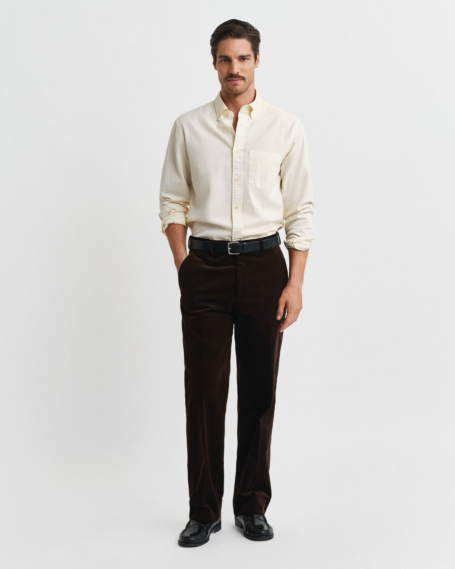 pantaloni da abito in velluto - marrone intenso