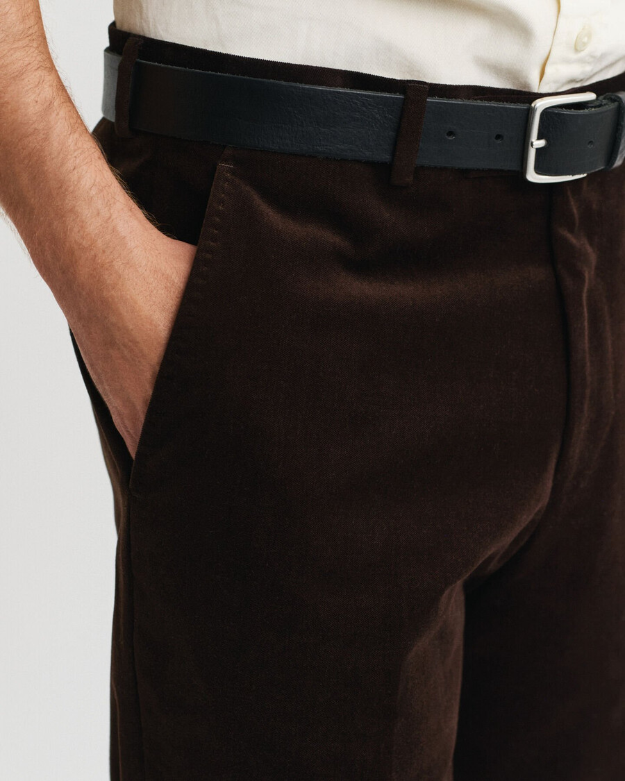 pantaloni da abito in velluto - marrone intenso