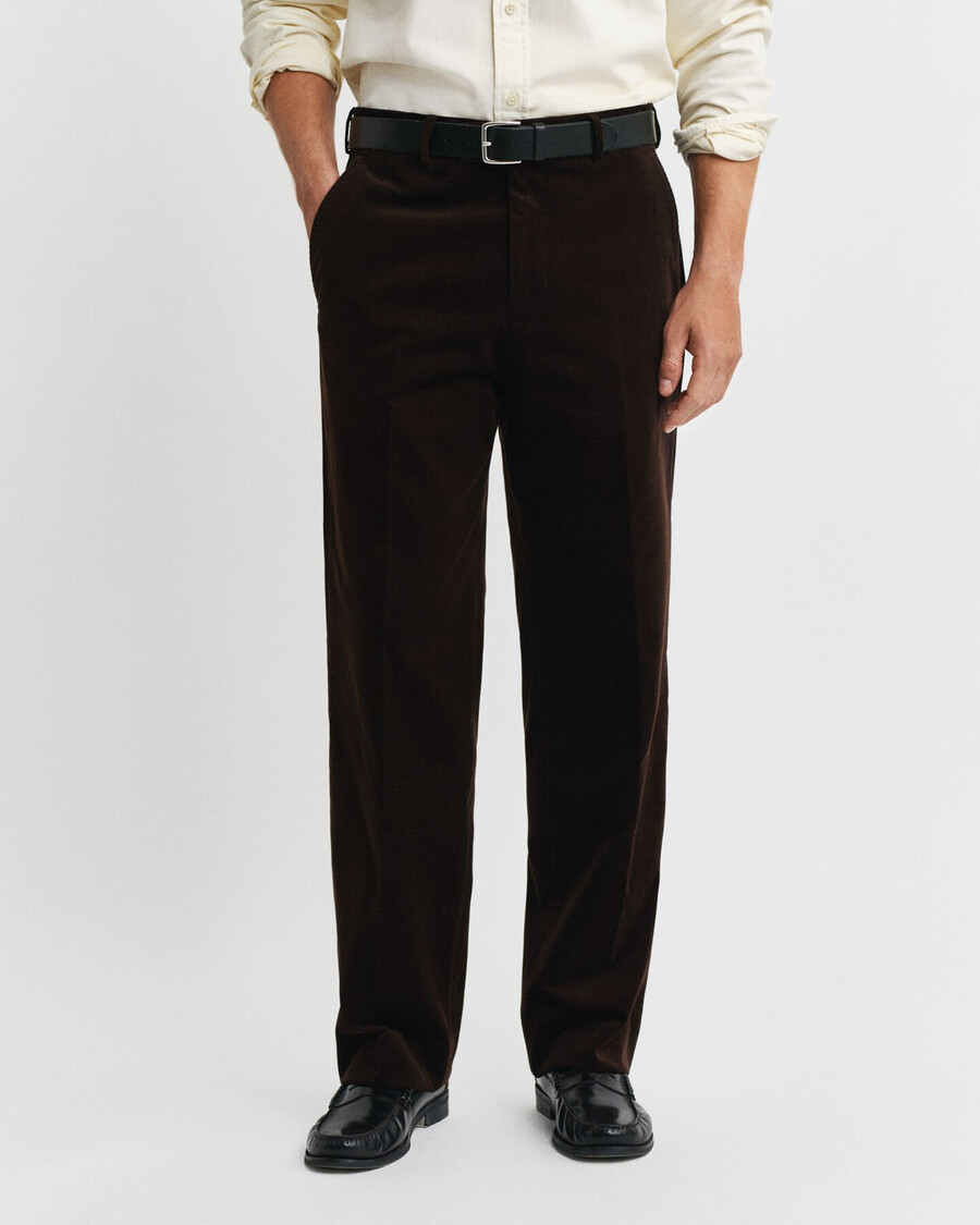 pantaloni da abito in velluto - marrone intenso
