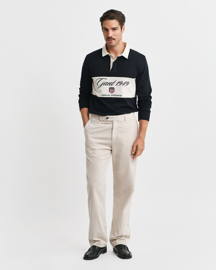 pantaloni dritti in velluto a coste - putty